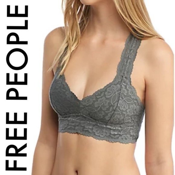 Free People Other - FREE PEOPLE NWT DARK GREY LACE RACERBACK BRALETTE SIZE XS